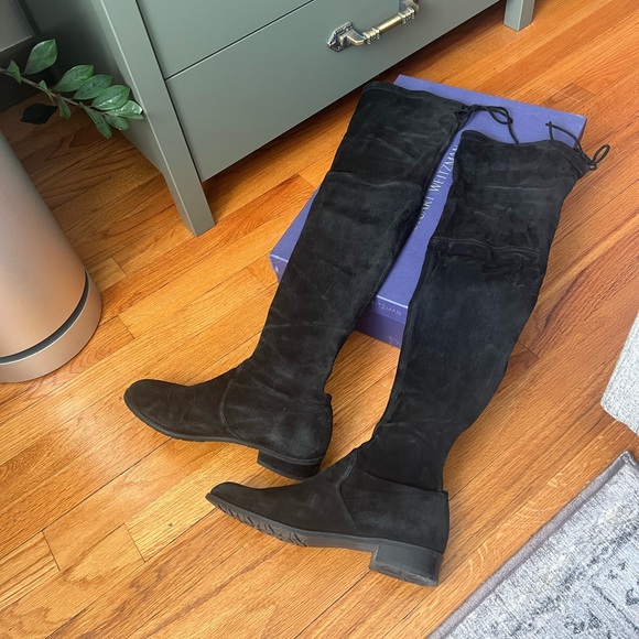 Stuart Weitzman Lowland Boots 8.5 Black Suede - Picture 15 of 16